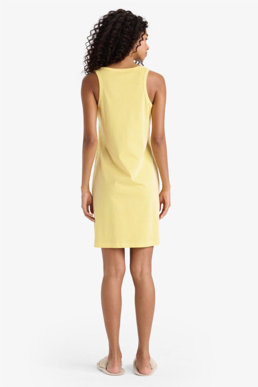 WOMAN Yellow Fall in Love Regular Fit U Neck Sleeveless Dress