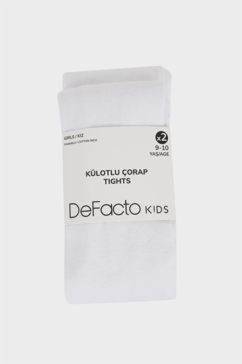 Kız Çocuk - Genç Kız Kırık Beyaz 2'li Pamuklu Külotlu Çorap Kız Çocuk