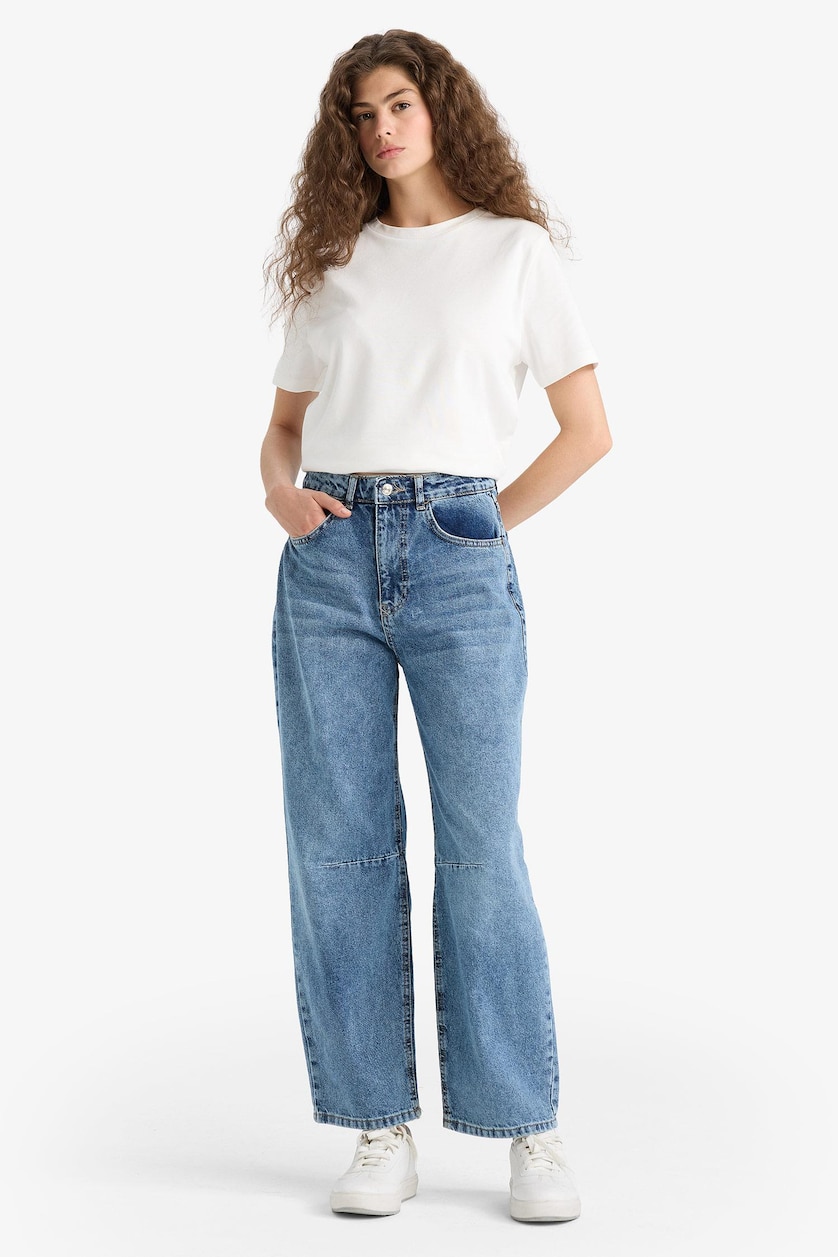 WOMAN Blue Normal Waist Trousers