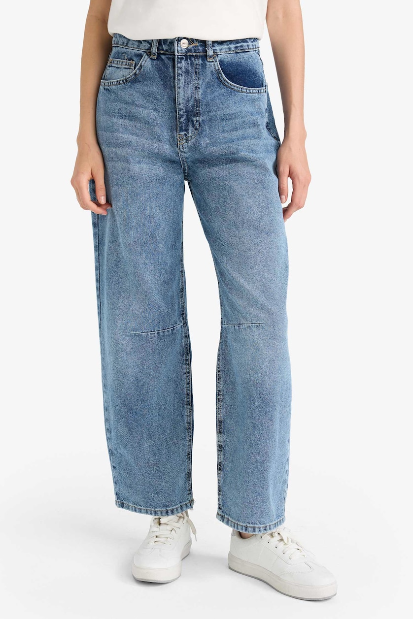 WOMAN Blue Normal Waist Trousers