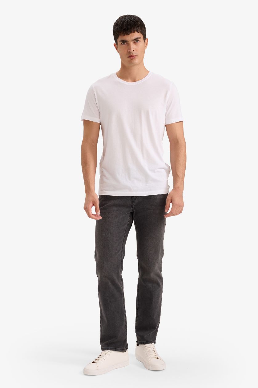 Erkek Antrasit Sergio Regular Fit Normal Kalıp Normal Bel Boru Paça Jean Pantolon