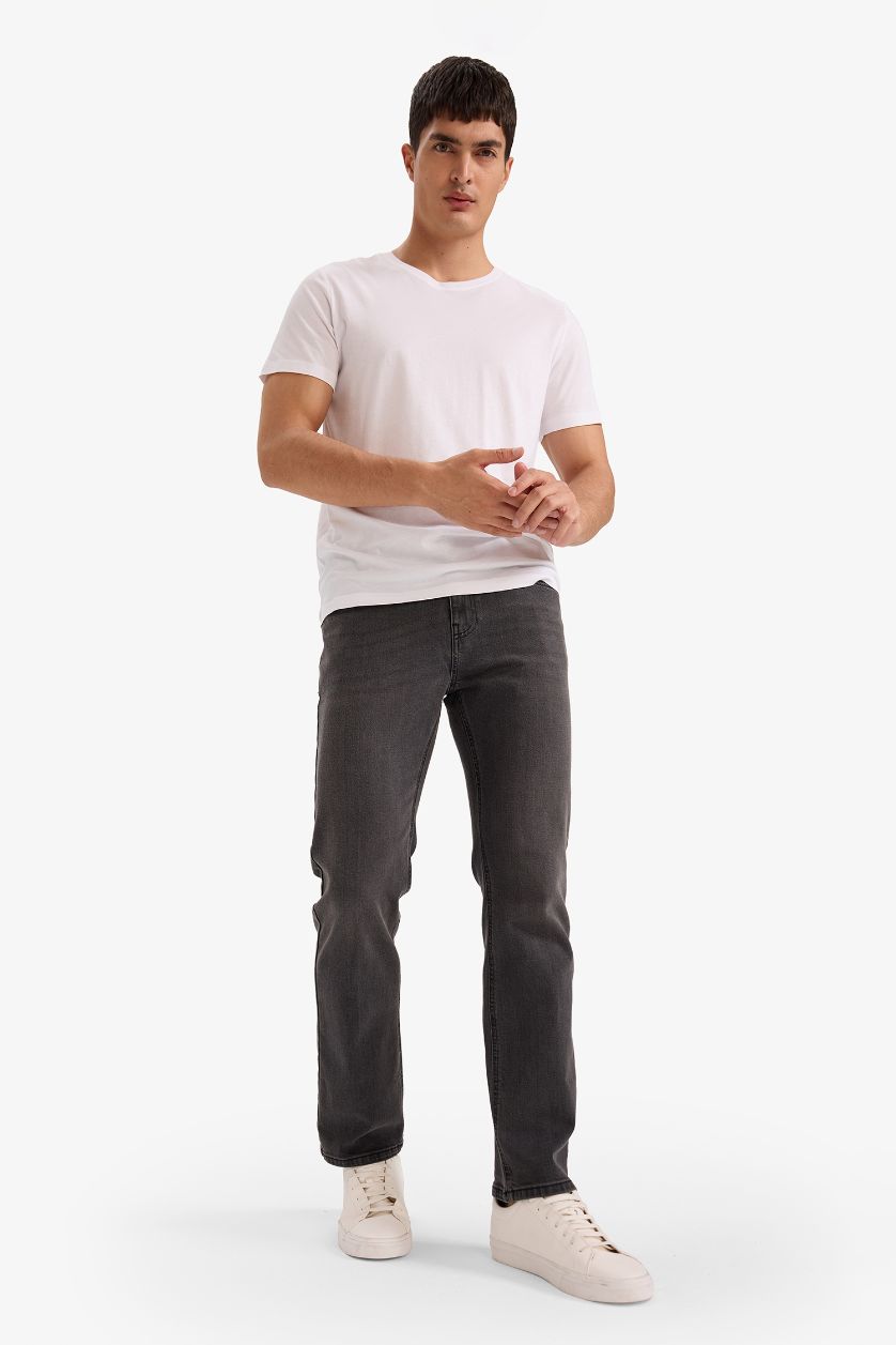 Erkek Antrasit Sergio Regular Fit Normal Kalıp Normal Bel Boru Paça Jean Pantolon