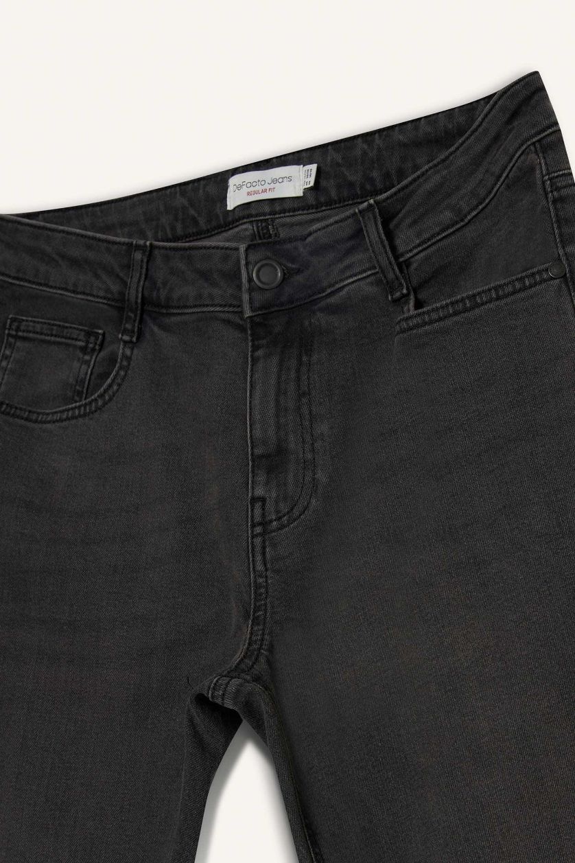 Erkek Antrasit Sergio Regular Fit Normal Kalıp Normal Bel Boru Paça Jean Pantolon