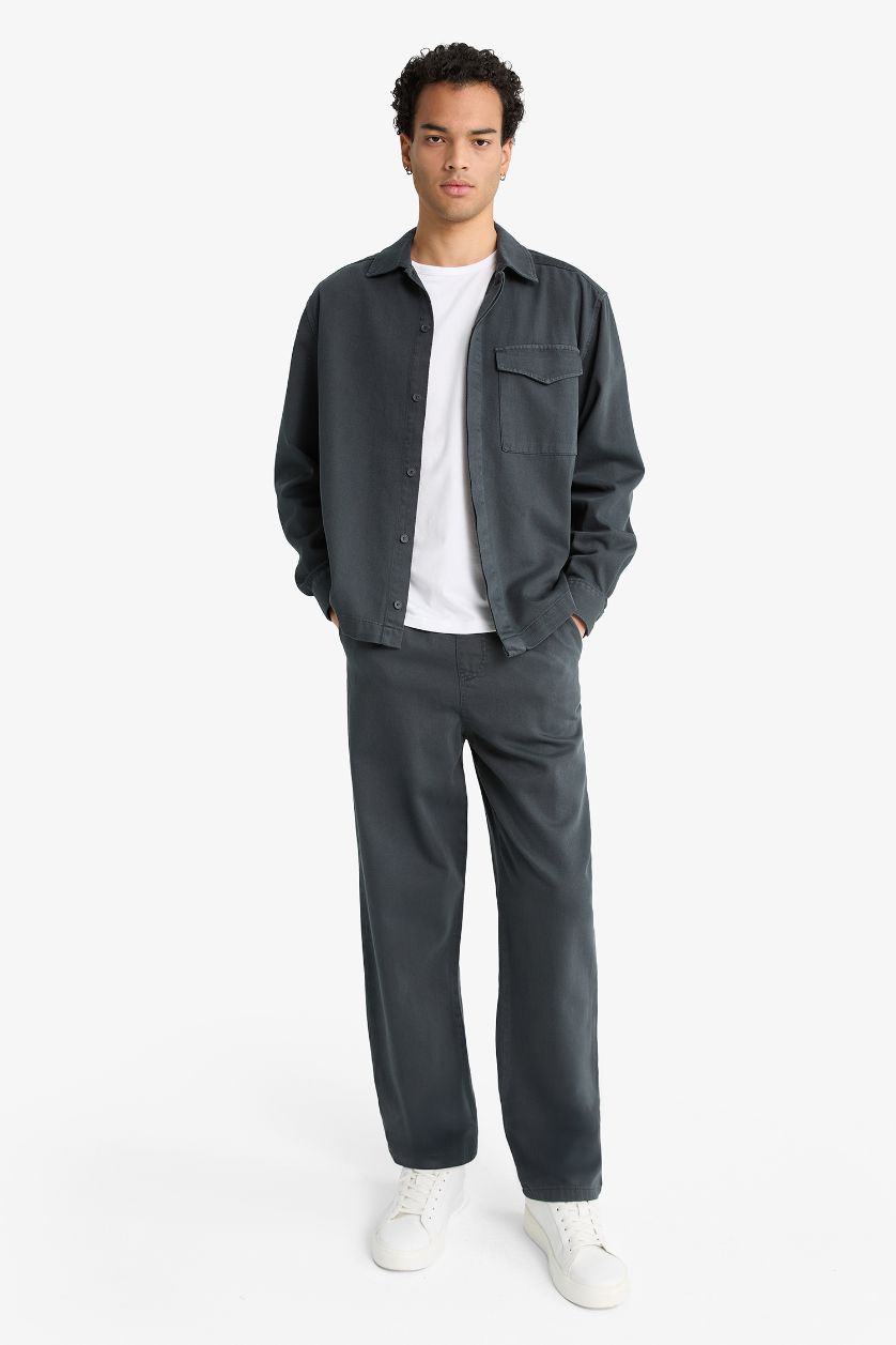 Erkek Antrasit %100 Pamuk Baggy Fit Pantolon