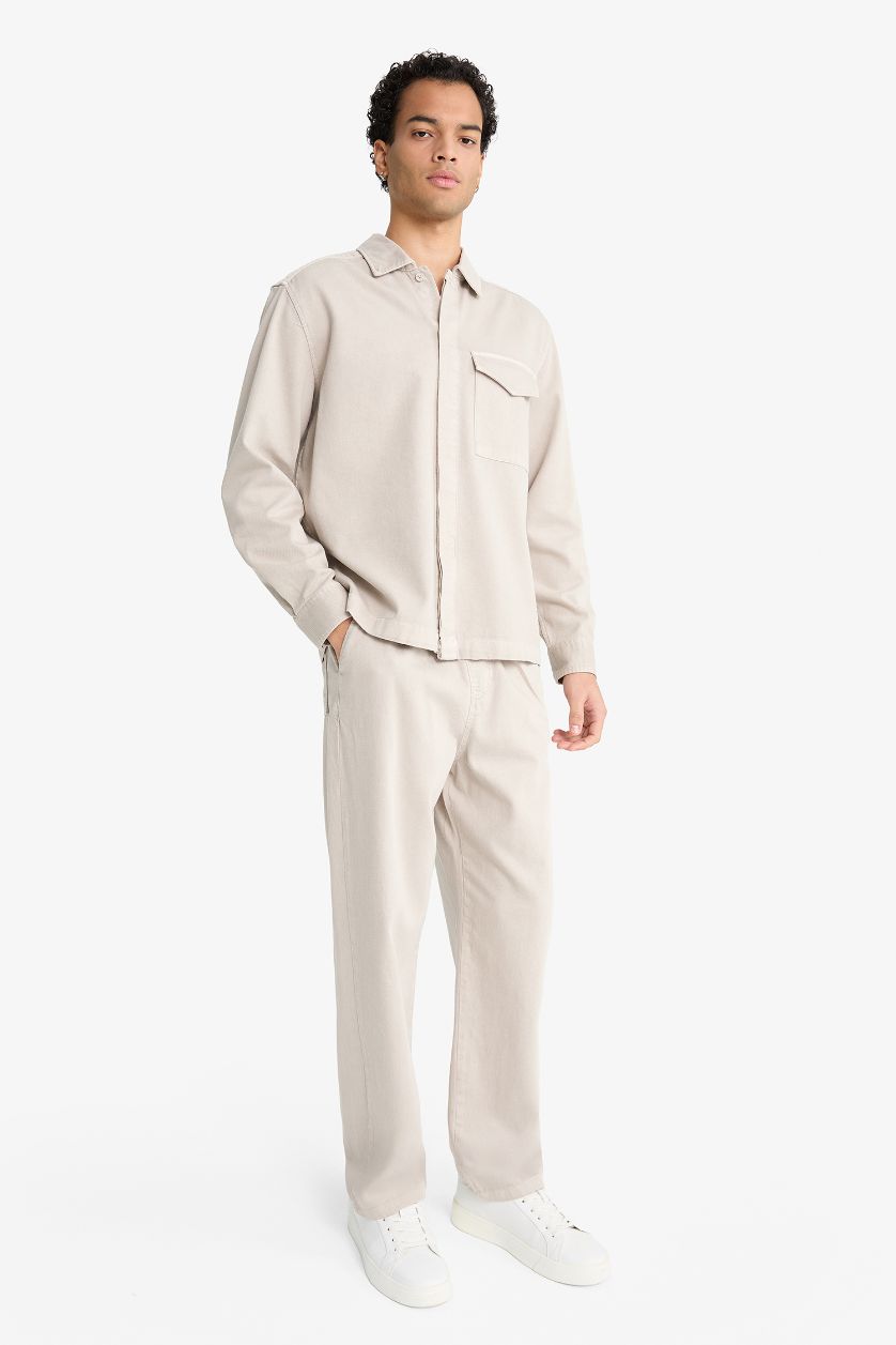 Erkek Gri %100 Pamuk Baggy Fit Pantolon