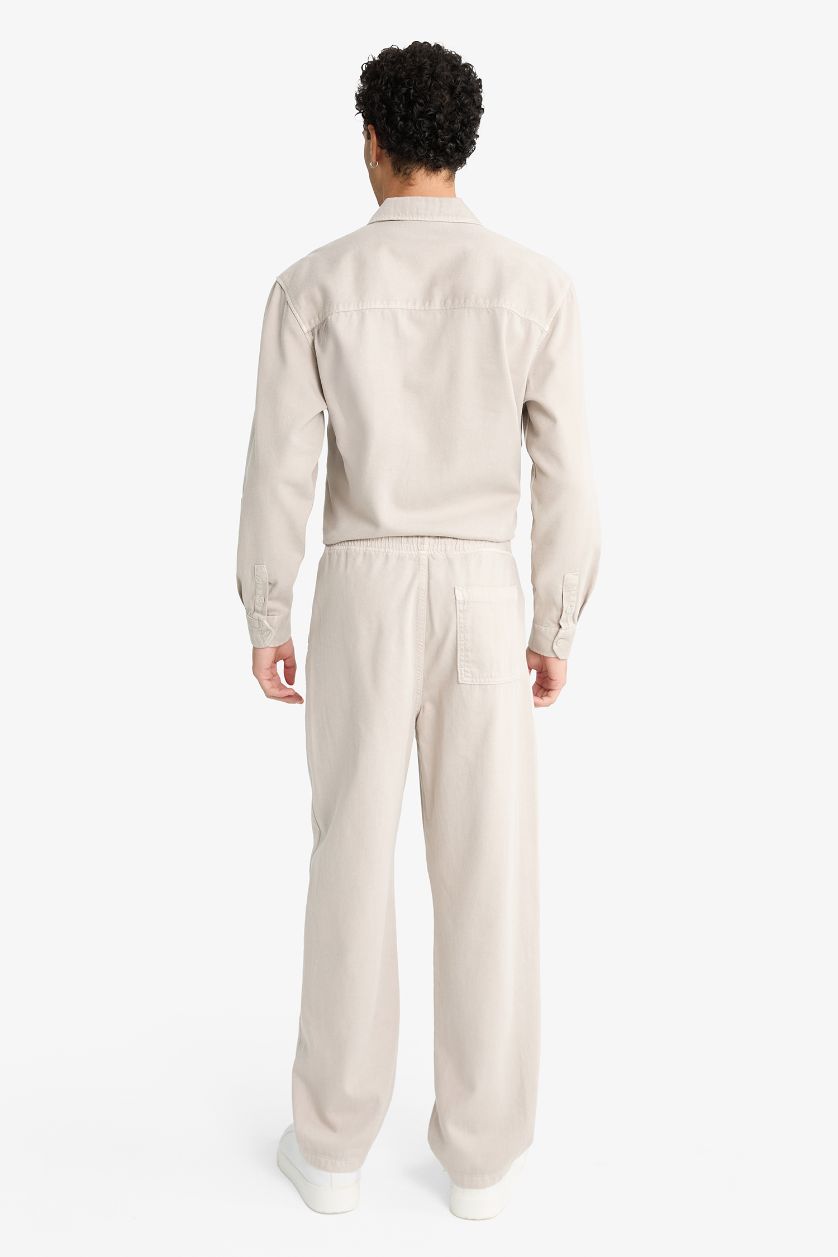 Erkek Gri %100 Pamuk Baggy Fit Pantolon