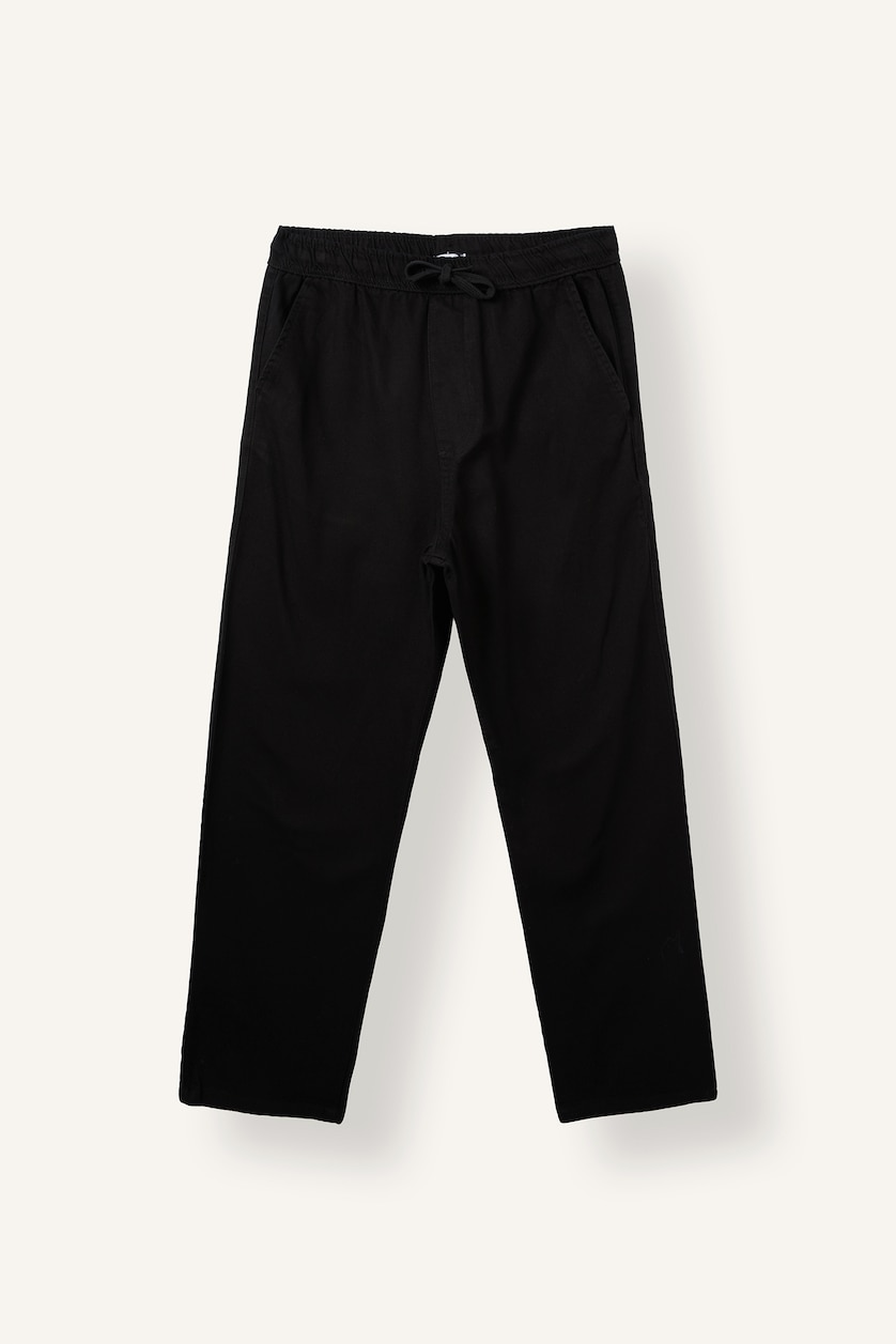 Erkek Siyah %100 Pamuk Baggy Fit Pantolon