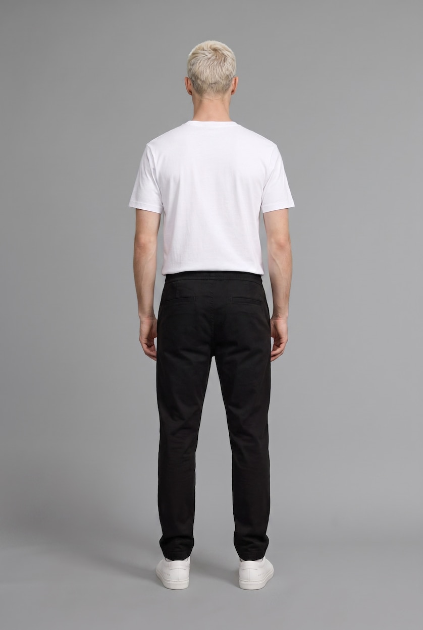 Man Black 100% Cotton Baggy Fit Trousers