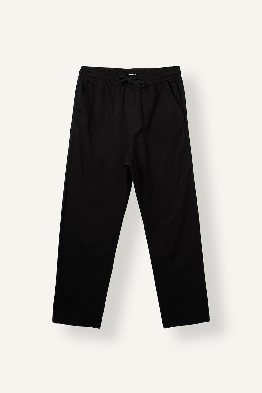 Man Black 100% Cotton Baggy Fit Trousers