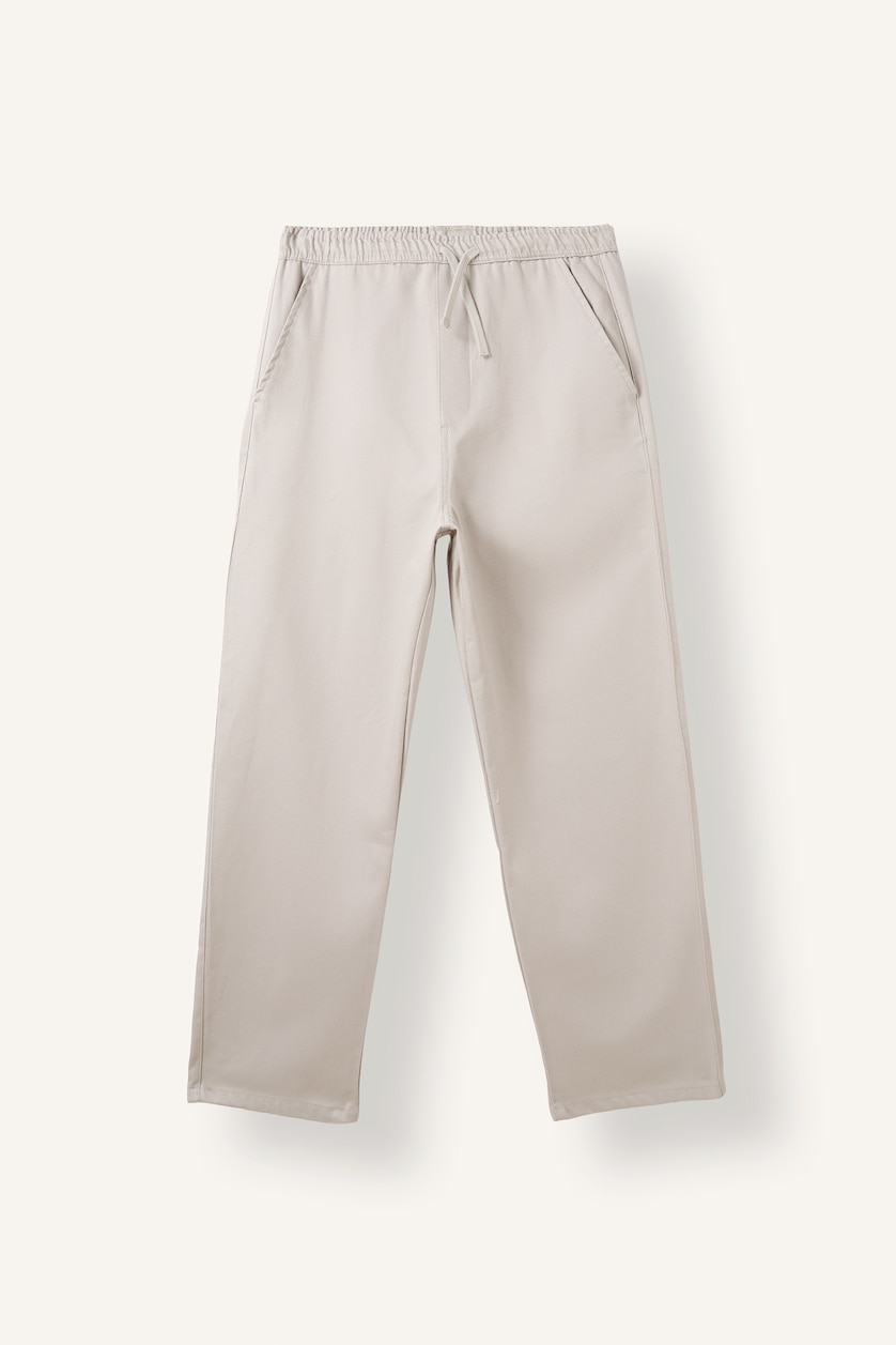 Erkek Açık Gri %100 Pamuk Baggy Fit Pantolon