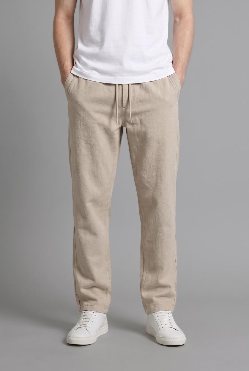 MAN Light Grey 100% Cotton Baggy Fit Trousers