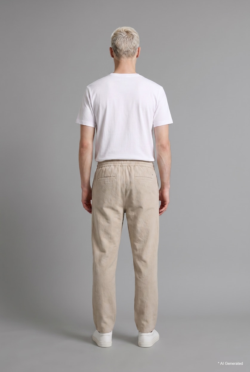 Erkek Açık Gri Baggy Fit Pamuklu Pantolon