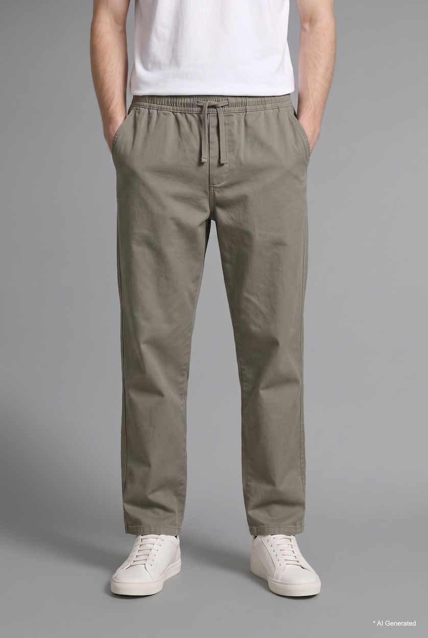 MAN Light Khaki Baggy Fit 100% Cotton Trousers