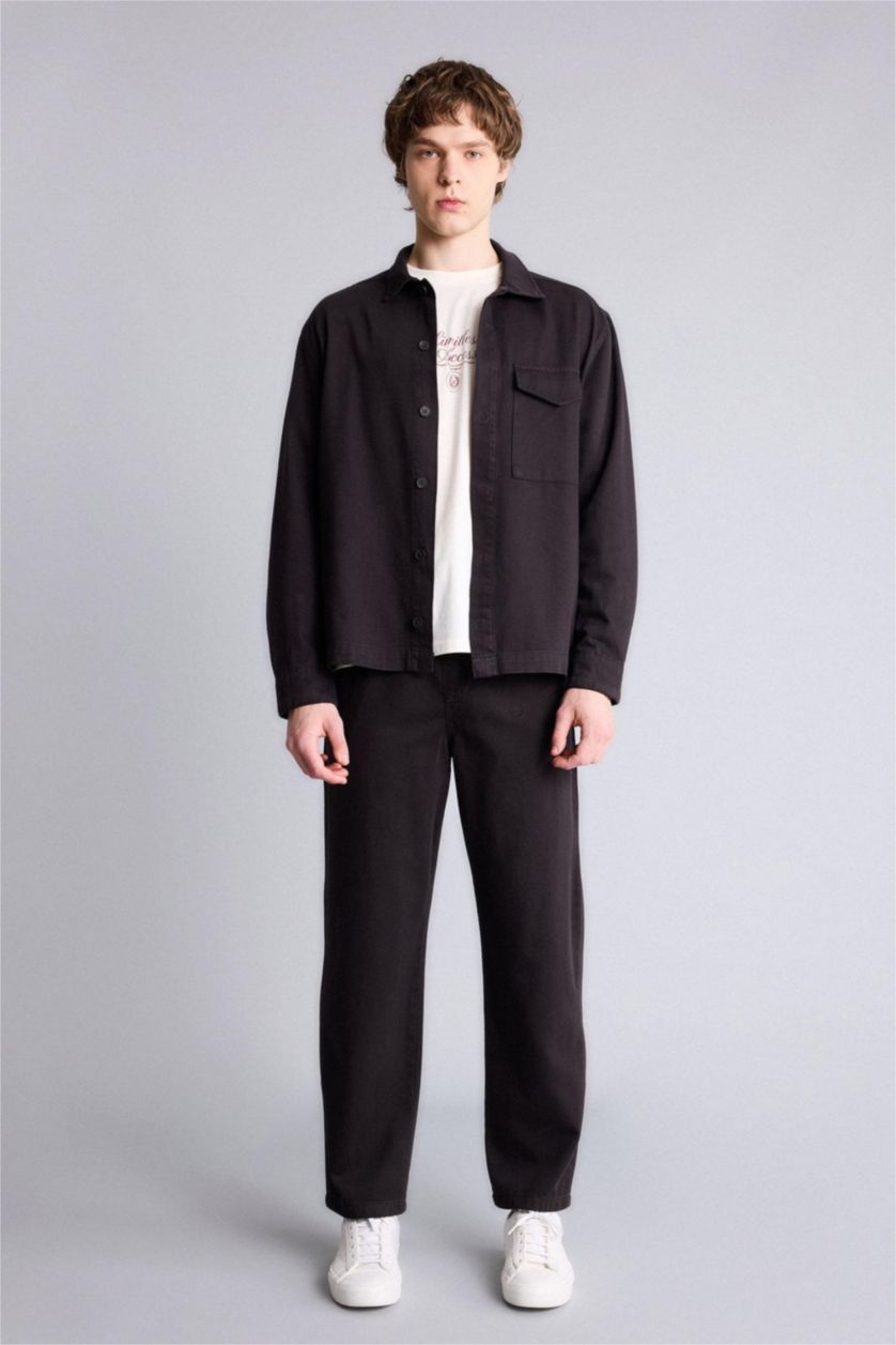 Erkek Kahve %100 Pamuk Baggy Fit Pantolon