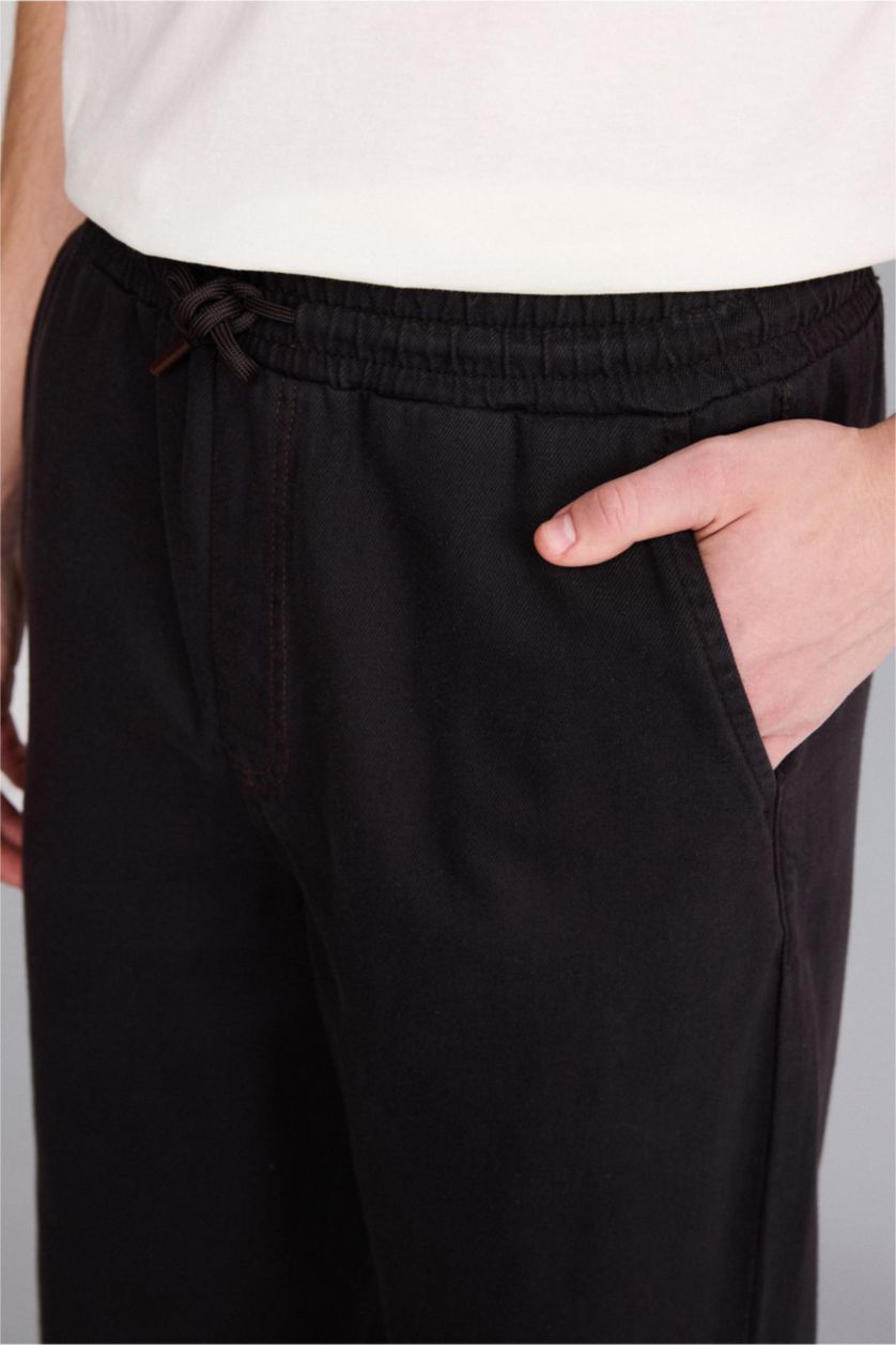 Erkek Kahve %100 Pamuk Baggy Fit Pantolon