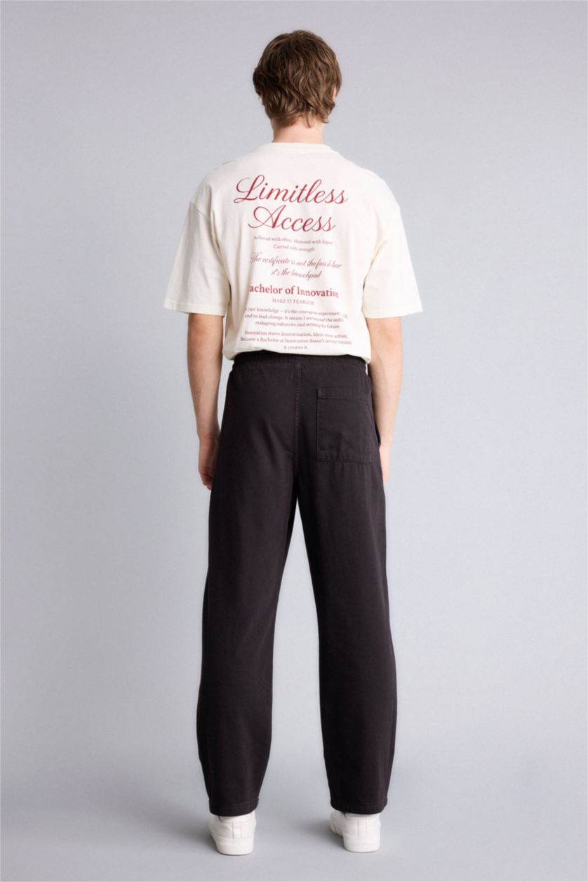 Erkek Kahve %100 Pamuk Baggy Fit Pantolon