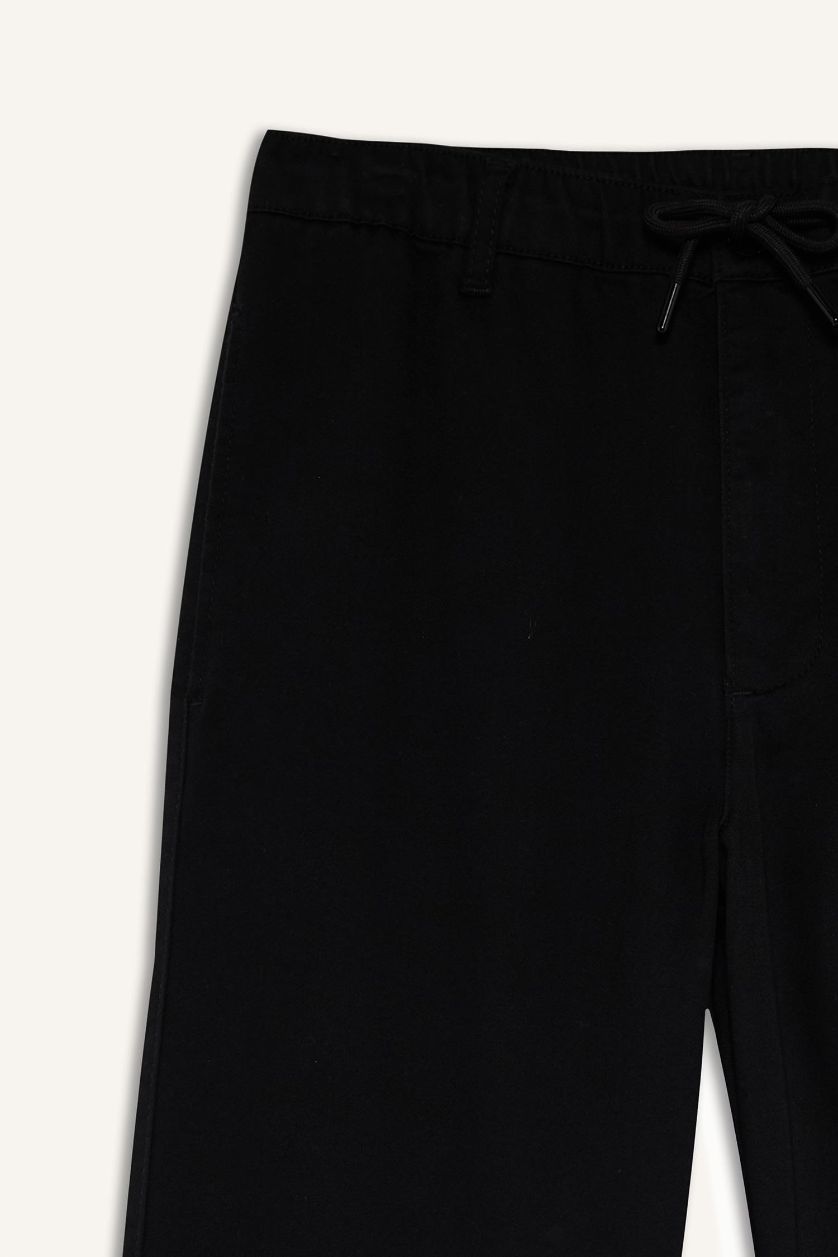 HOMME Noir Pantalon à taille avec cordon Coupe large