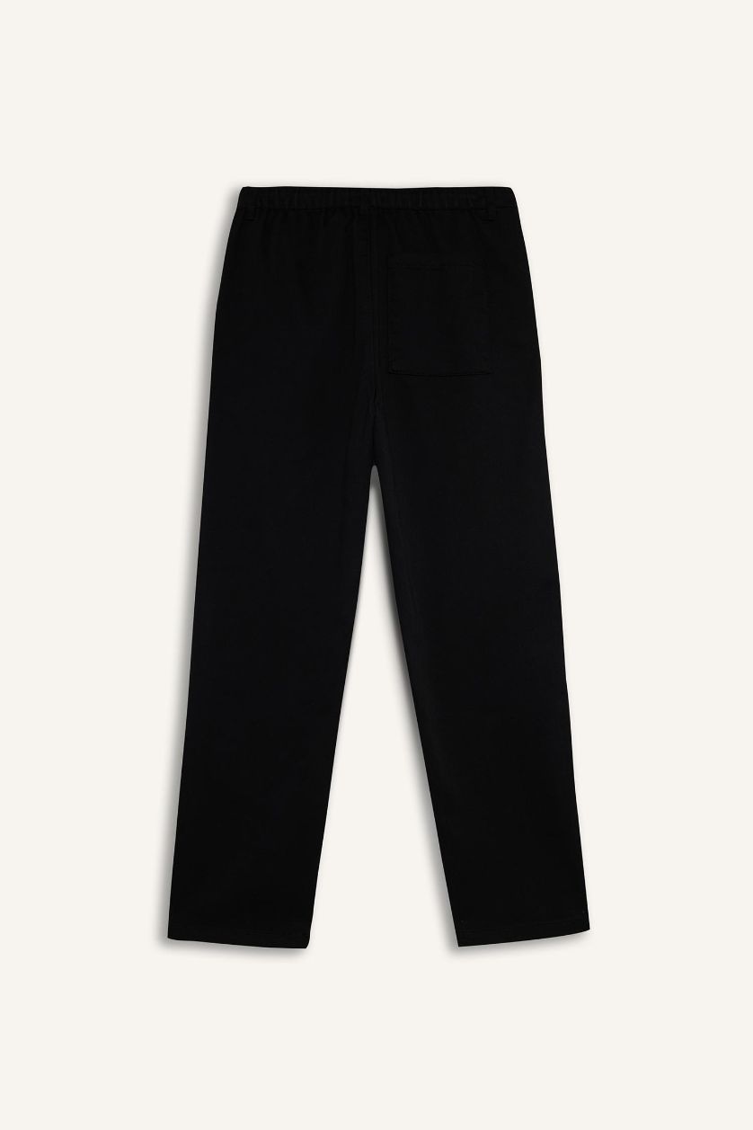 HOMME Noir Pantalon à taille avec cordon Coupe large