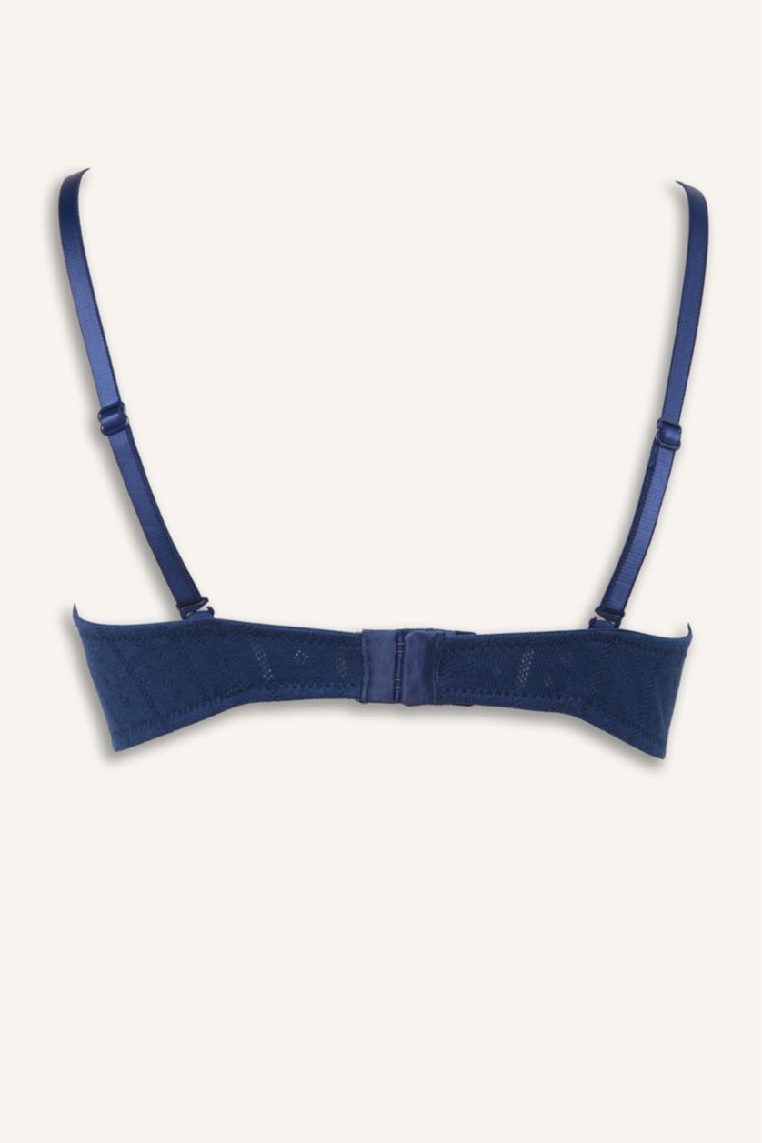 Kadın Lacivert Dantel Detaylı Kaplı Pedsiz Sütyen