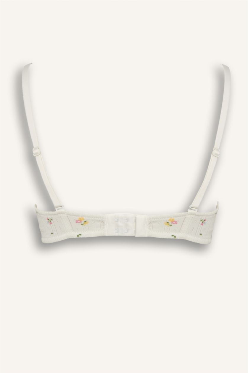 Kadın Kırık Beyaz Dantel Detaylı Kaplı Pedsiz Balenli Balkonet Sütyen