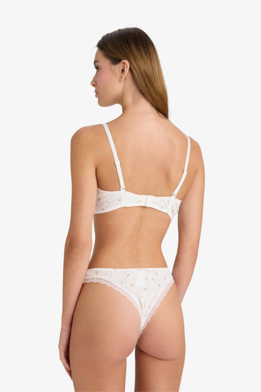 Woman White Fall in Love Lace Detailed Brazilian Panty