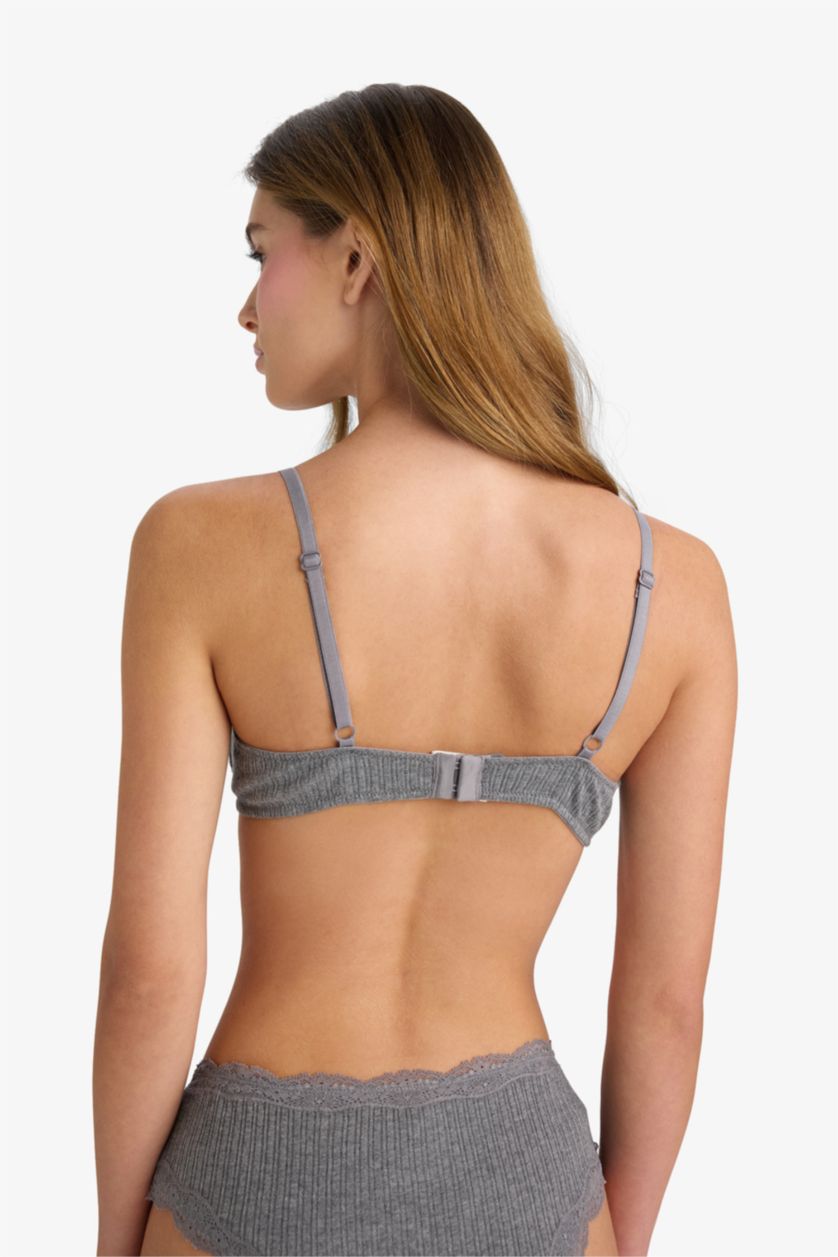 Woman Grey Melange Fall in Love With Lace With Pad Bra