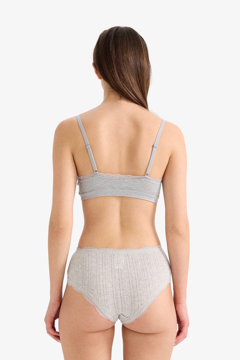 حريمي ميلانج رمادي كلوت قصير بزخارف دانتيل