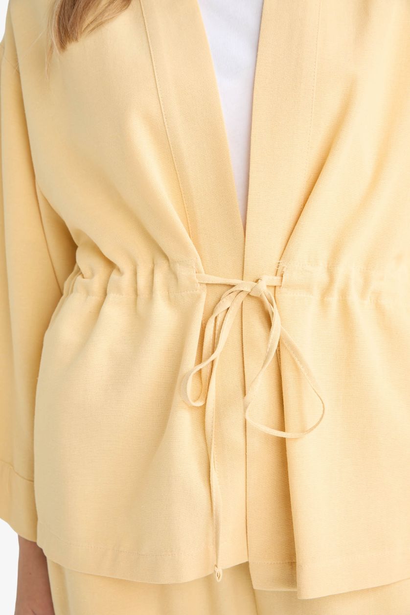 Әйелдерге сары релакс пішімі Ұзын жеңді көйлек