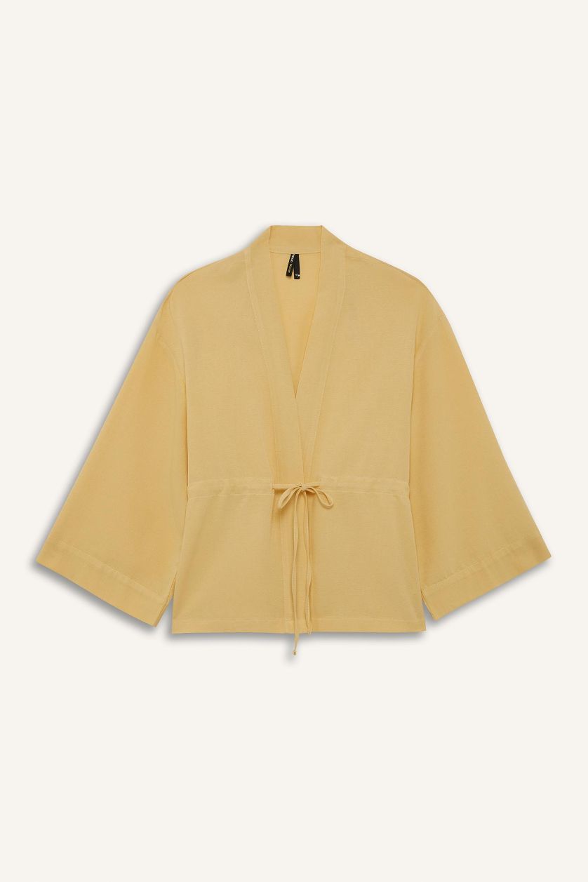 Әйелдерге сары релакс пішімі Ұзын жеңді көйлек