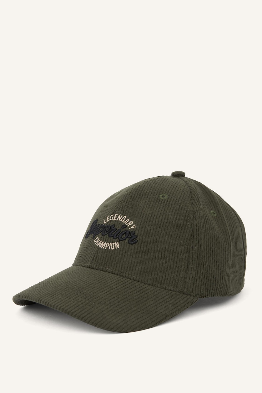 Erkek Haki Erkek Nakışlı Fitilli Kadife Cap