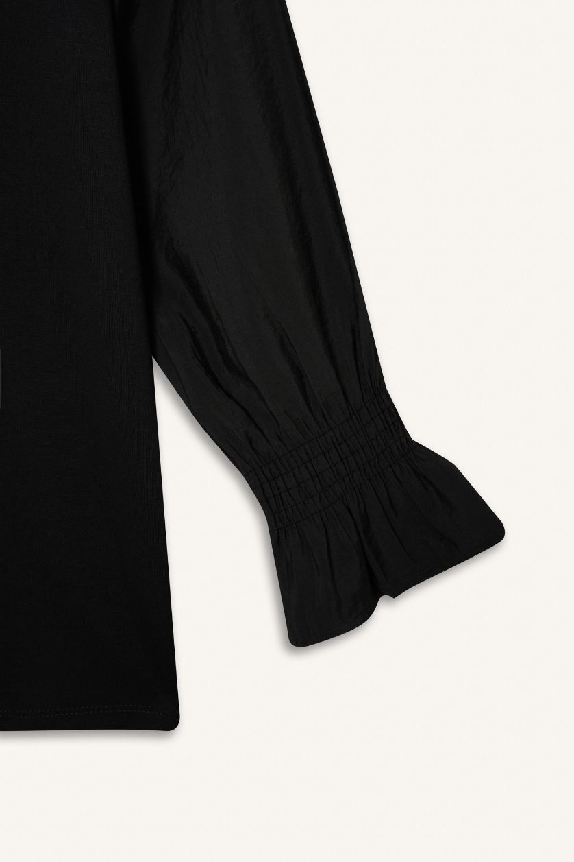 Woman Anthracite Regular Fit Crew Neck Long Sleeve Tunic