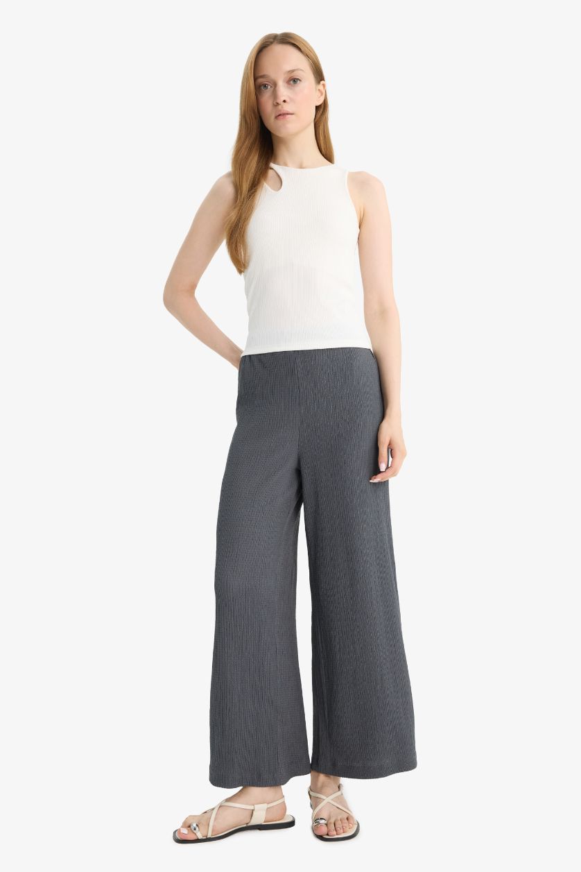 WOMAN Anthracite Straight Leg Crepe Trousers