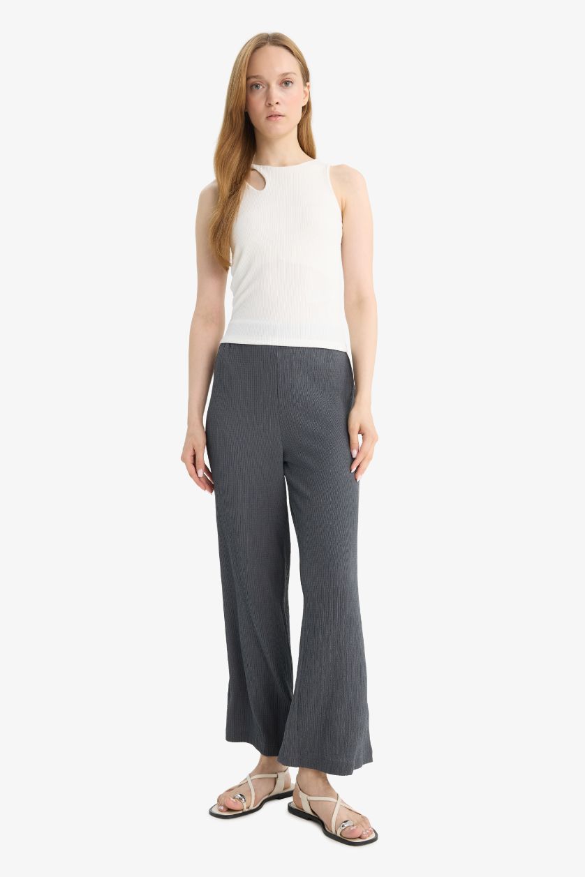 WOMAN Anthracite Straight Leg Crepe Trousers
