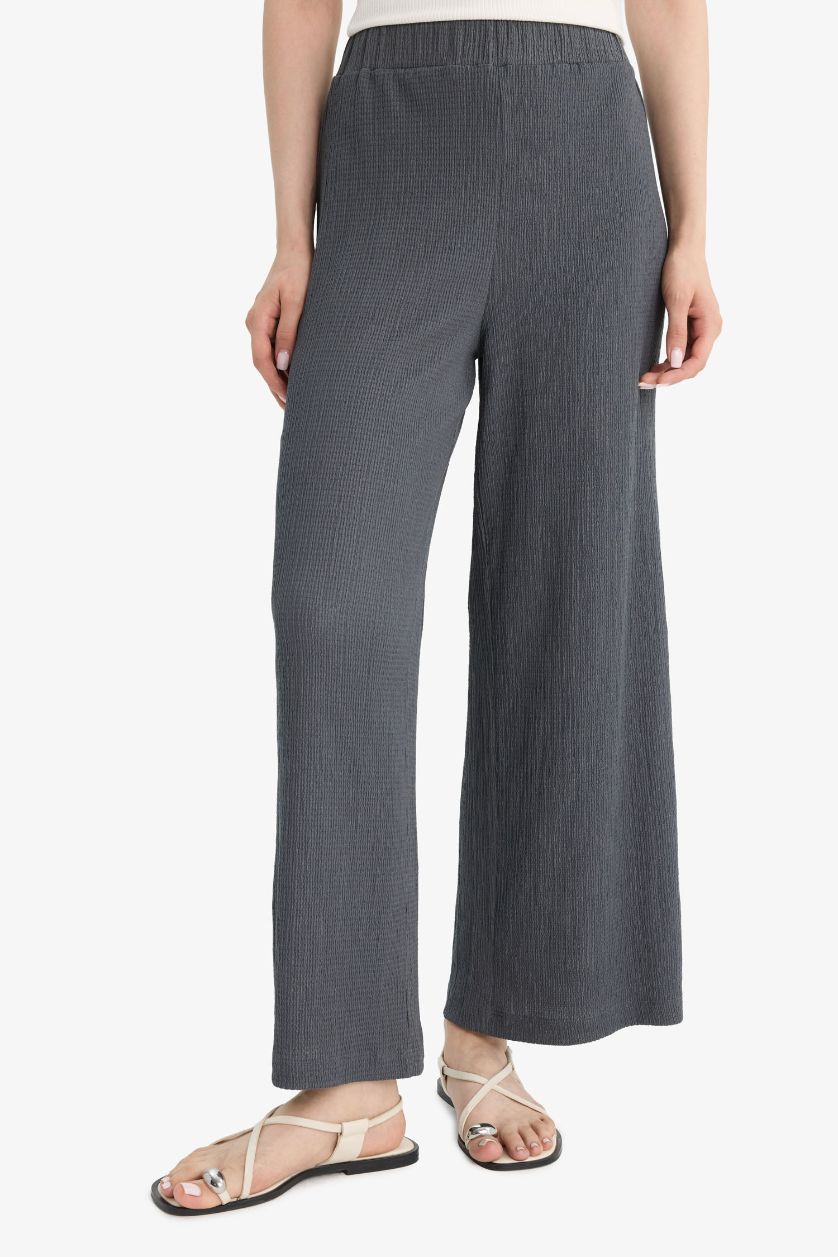 WOMAN Anthracite Straight Leg Crepe Trousers