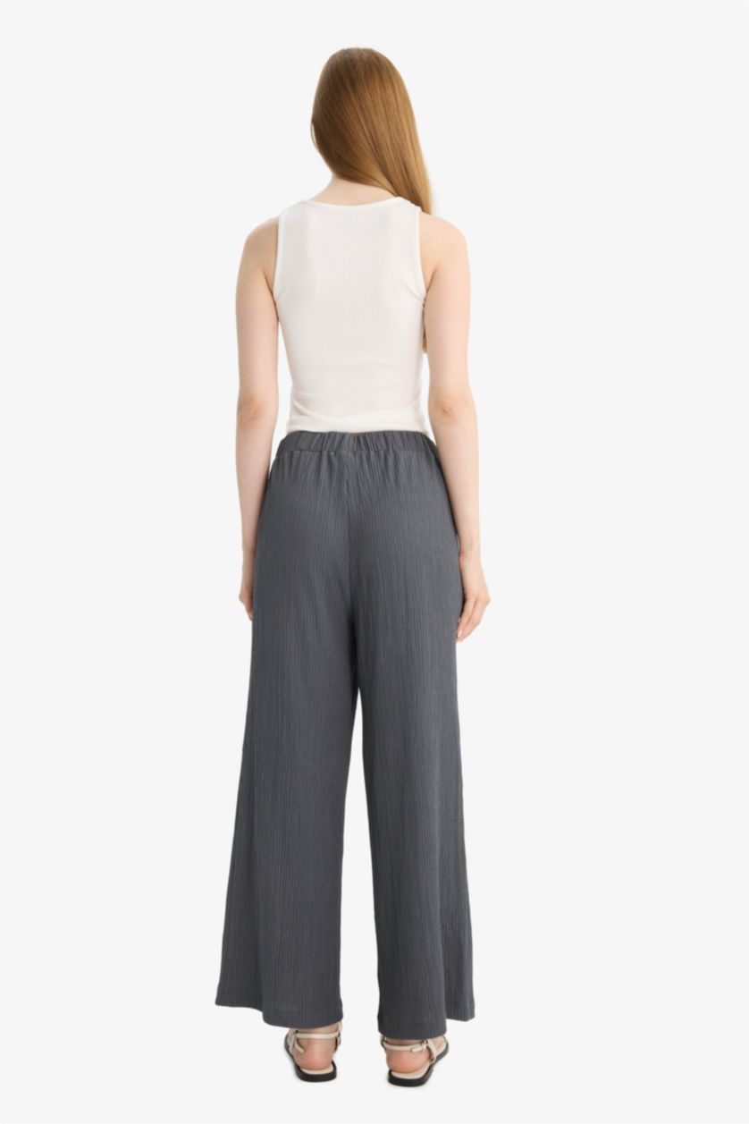 WOMAN Anthracite Straight Leg Crepe Trousers
