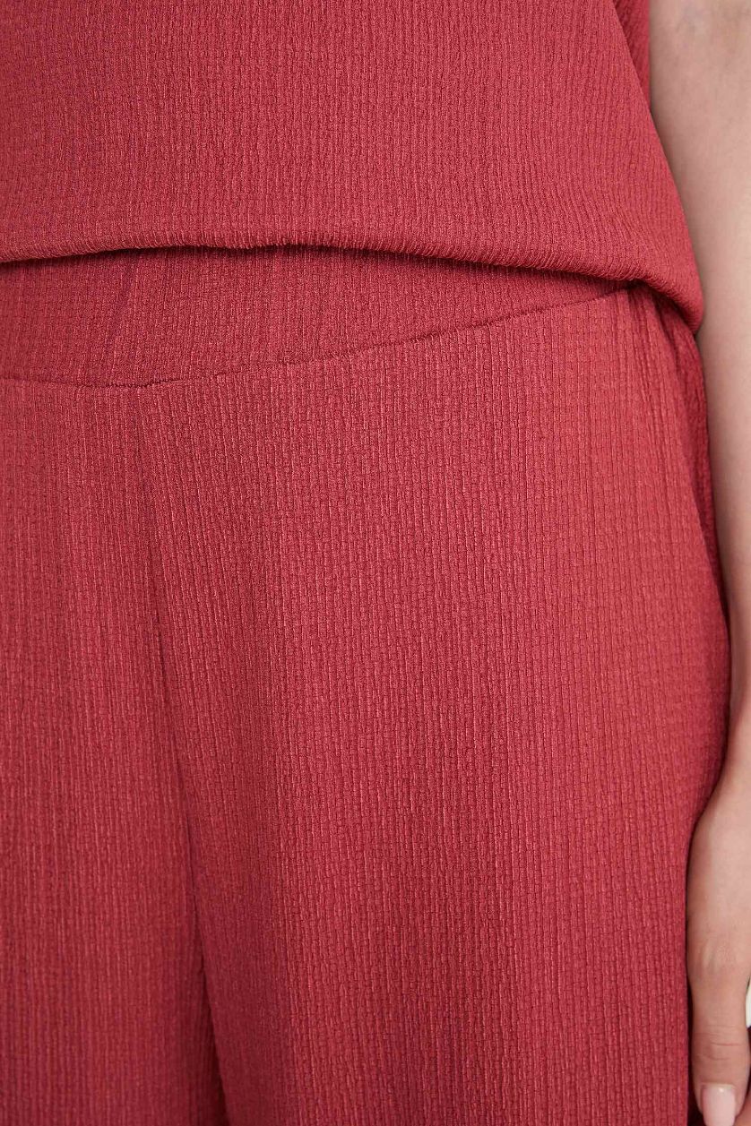 حريمي خمري بنطلون كابري منسوج بخصر مطاطي