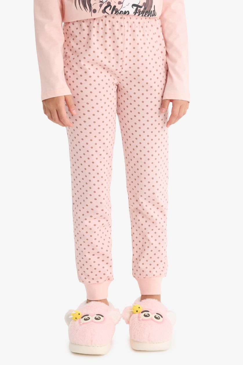 FILLES Rose Ensemble Pyjama Top imprimé et Pantalon à pois pour fille