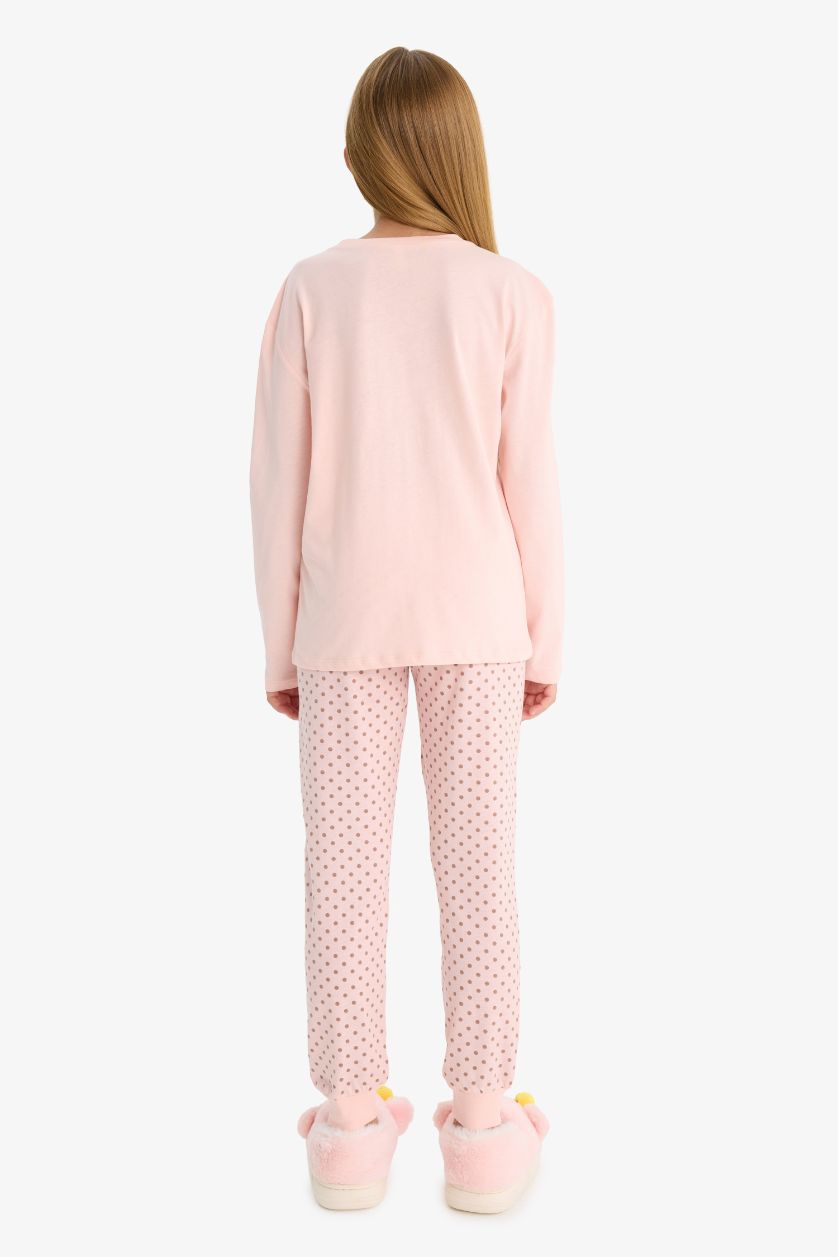 FILLES Rose Ensemble Pyjama Top imprimé et Pantalon à pois pour fille