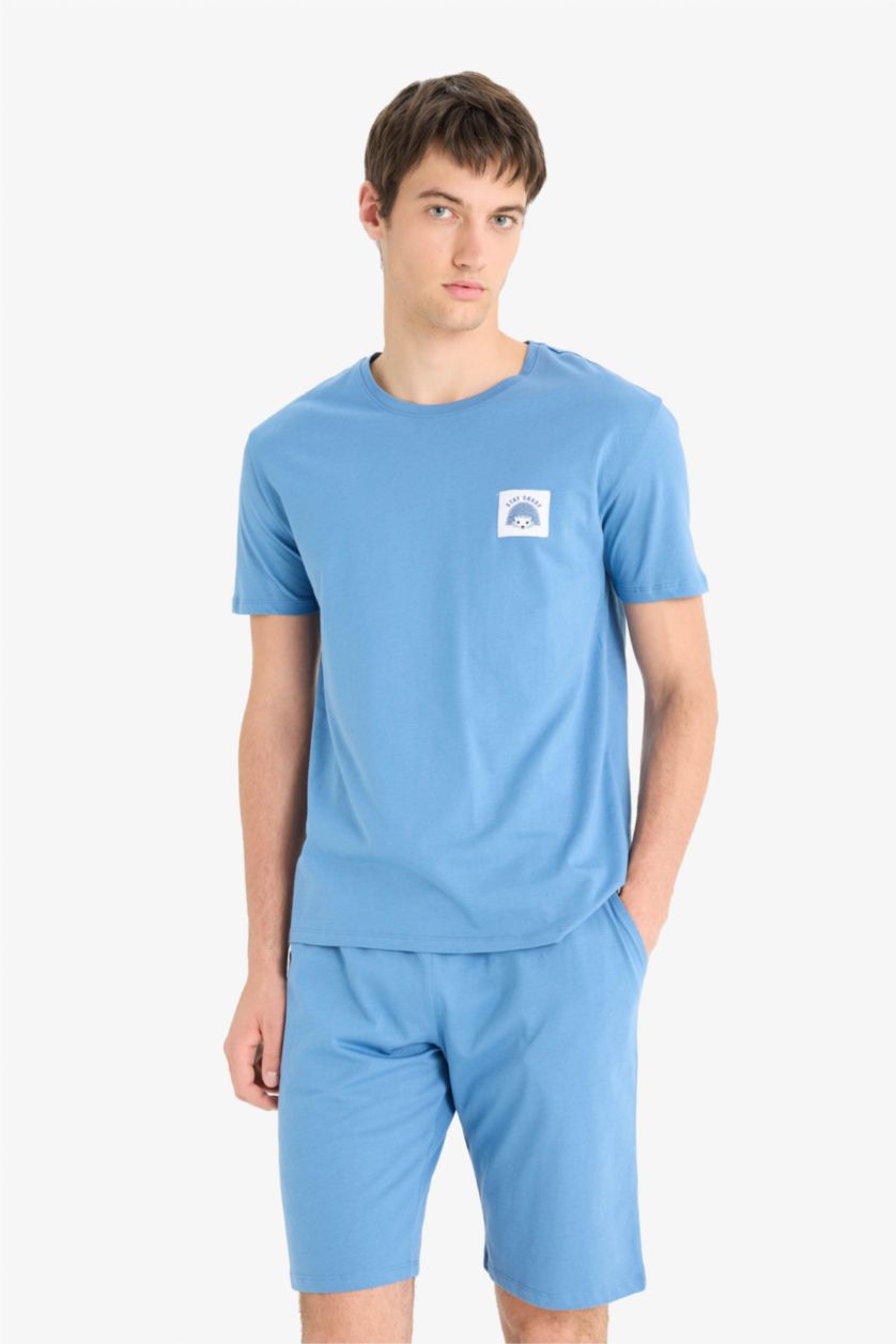 Man Blue Short Sleeve 2 Piece Set
