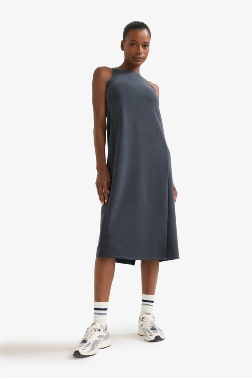 Woman Anthracite DeFactoFit Modal Sleeveless Midi Dress