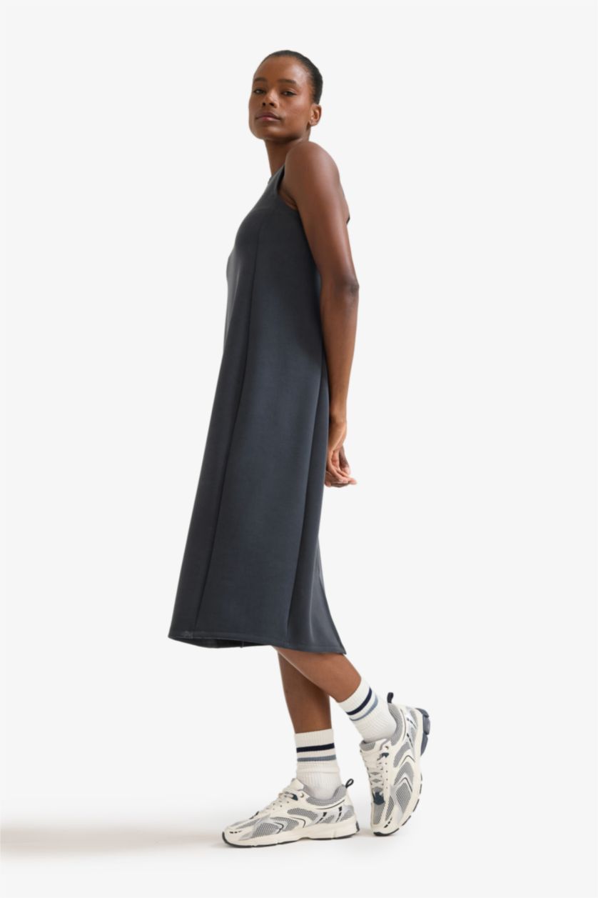 Woman Anthracite DeFactoFit Modal Sleeveless Midi Dress