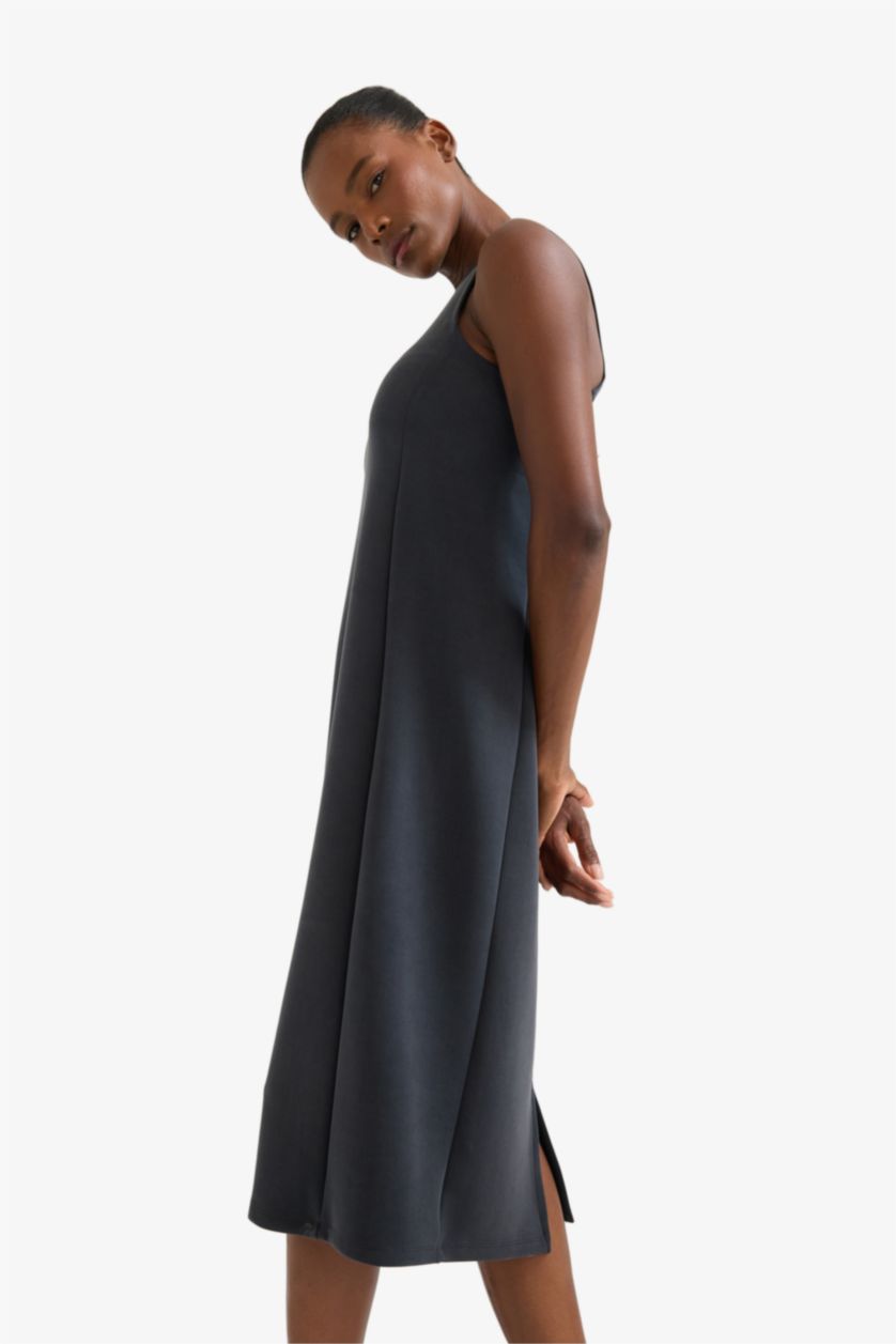 Woman Anthracite DeFactoFit Modal Sleeveless Midi Dress