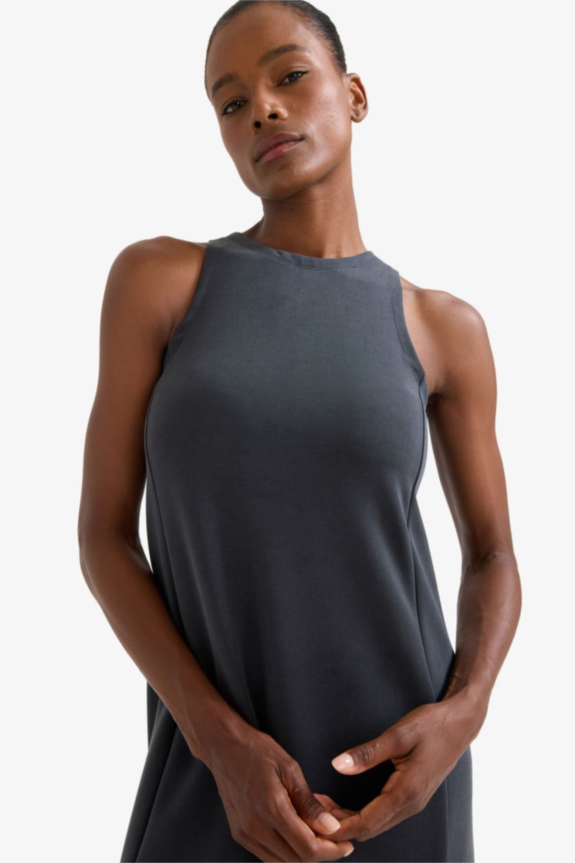 Woman Anthracite DeFactoFit Modal Sleeveless Midi Dress