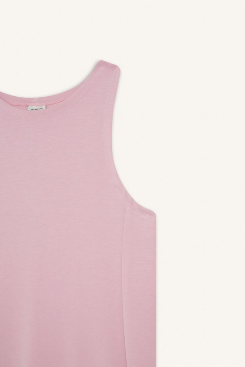 Kadın Lila Yuvarlak Yaka Modal Kolsuz Midi Elbise