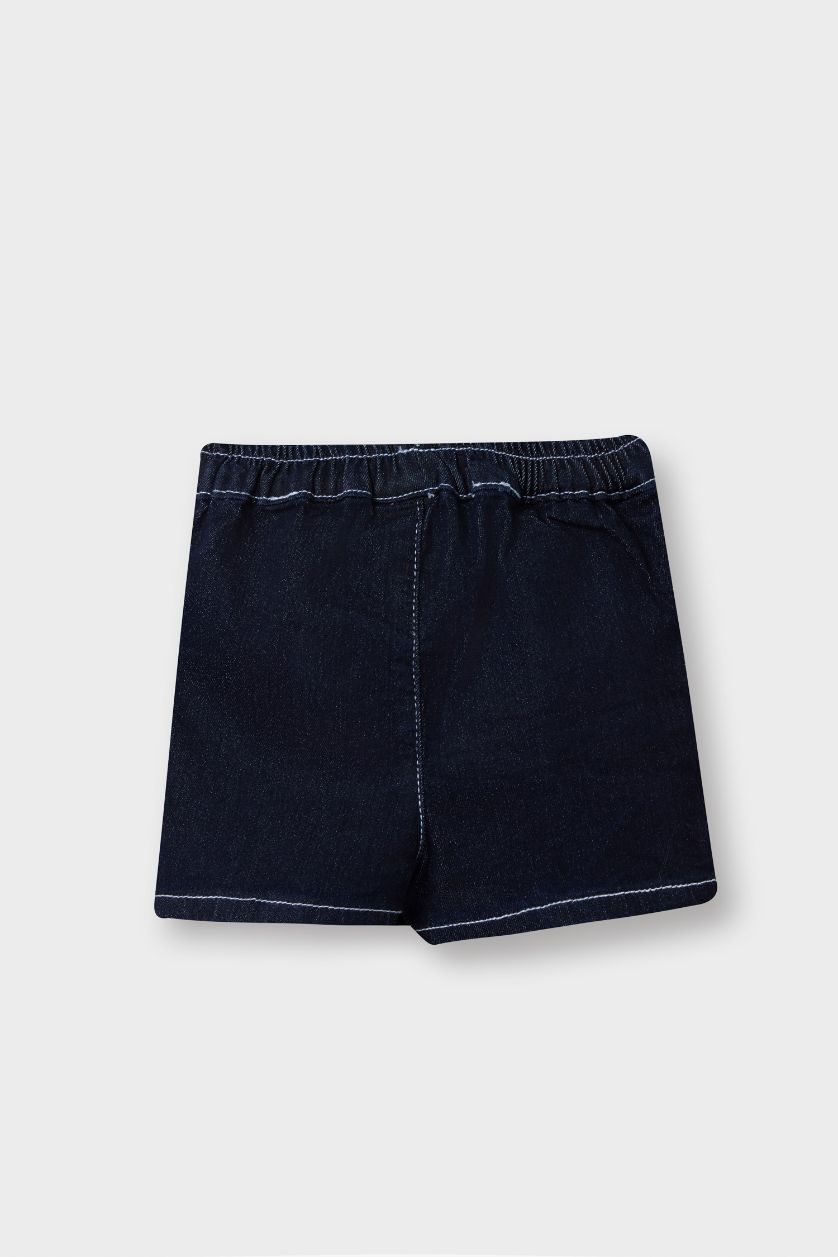 BABY GIRL Dark Blue Girl Elastic Waist Denim Skort