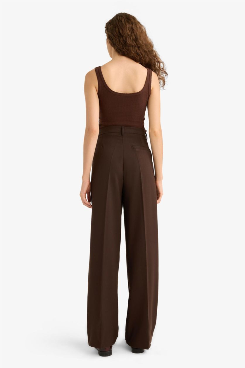 Women Brown Normal Waist Straight Fit Trousers