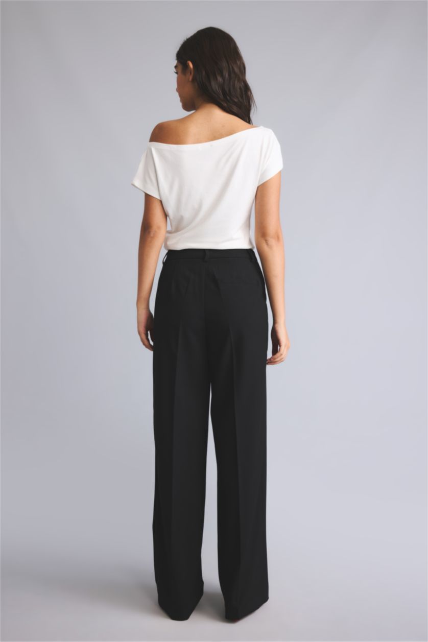Kadın Siyah Straight Fit Pantolon