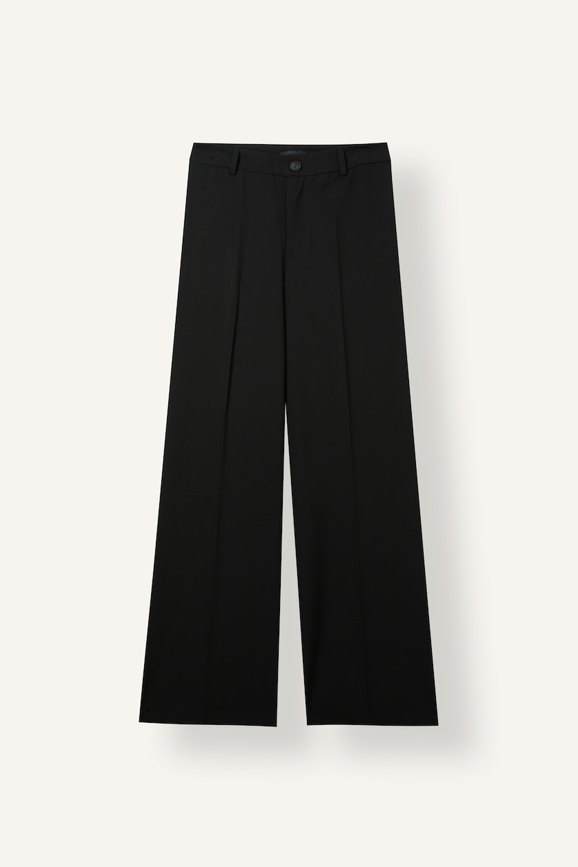 WOMAN Black Straight Fit Black Trousers with Welt Pockets Normal Waist Regular Length