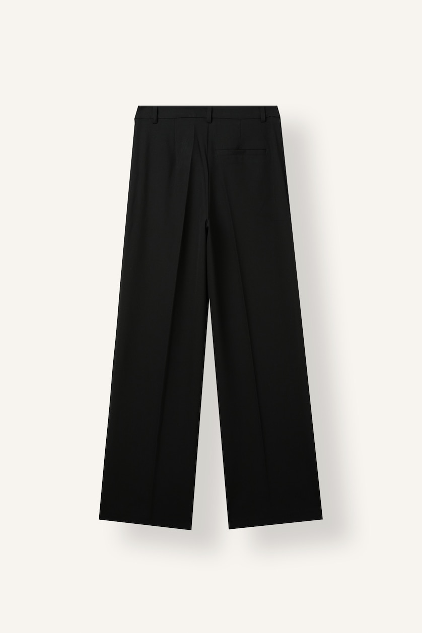 WOMAN Black Straight Fit Black Trousers with Welt Pockets Normal Waist Regular Length