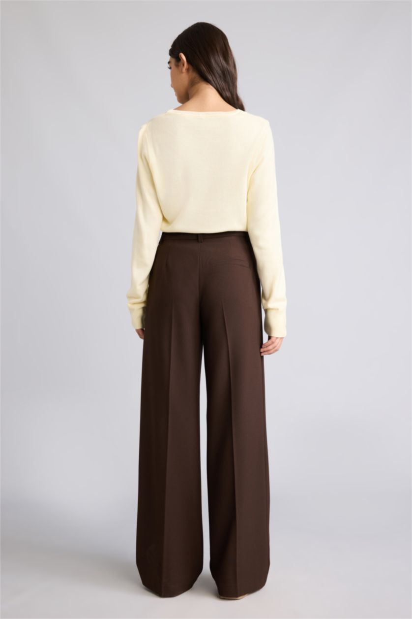 Women Brown Normal Waist Straight Fit Trousers